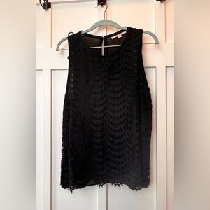 Ann Taylor LOFT Women's Size Large Black Lace Sleeveless Top Shirt